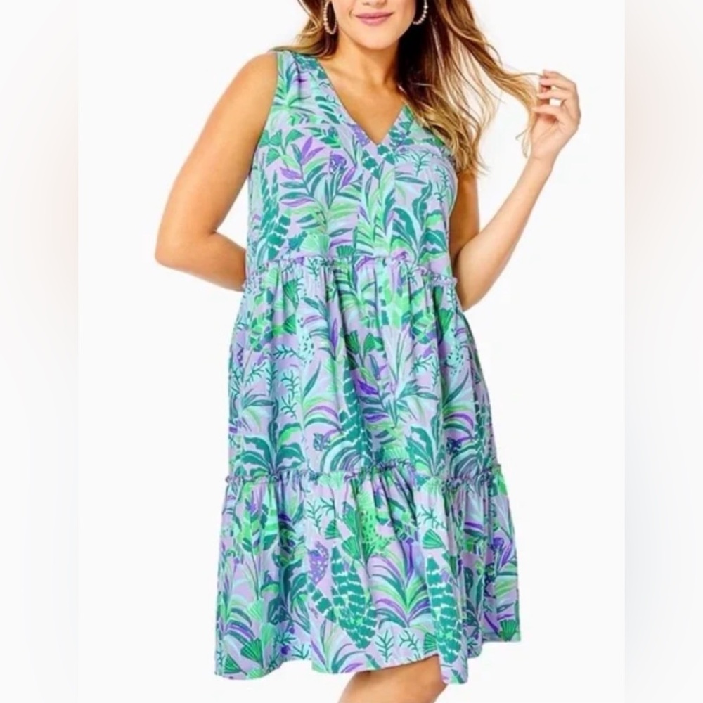 Lilly Pulitzer Lorina Swing Dress SZ XS Purple Iris On The Chase